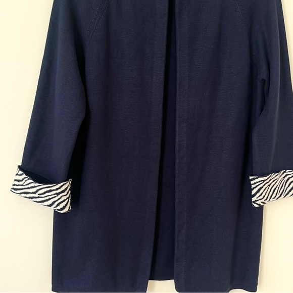 J. McLaughlin Corver Knit Cardigan Navy Blue Long Sleeve Zebra Cuffs - Picture 7 of 9